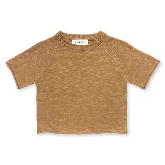 Grown - Knitted linen raglan tee | cedar