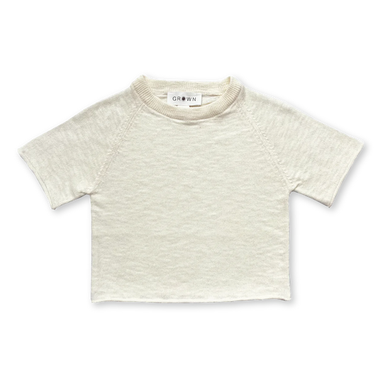 Grown - Knitted linen raglan tee | milk