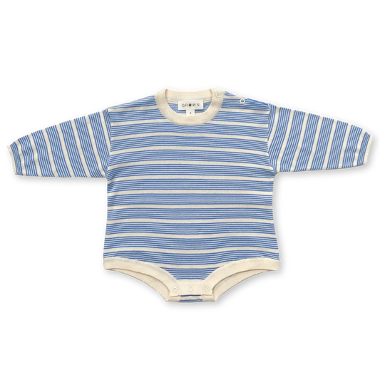 Grown - Organic stripe romper | marine/milk