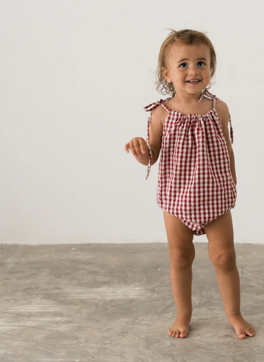 Lottie Romper | Red Gingham