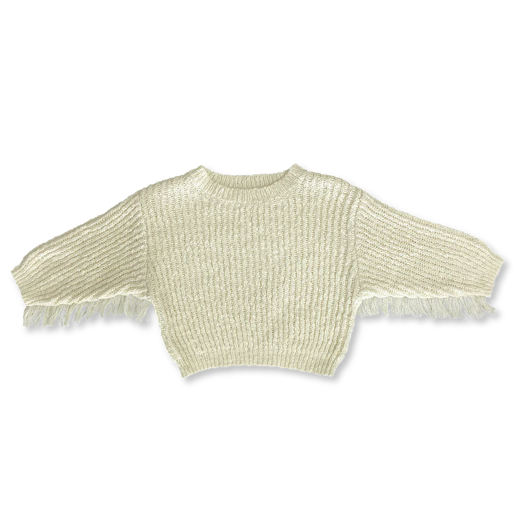 SLUB YARN FRINGE PULL OVER - MILK