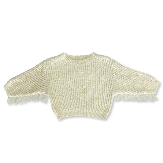 SLUB YARN FRINGE PULL OVER - MILK