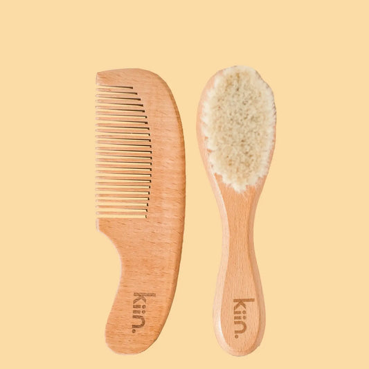 Wooden Baby Brush + Comb Set