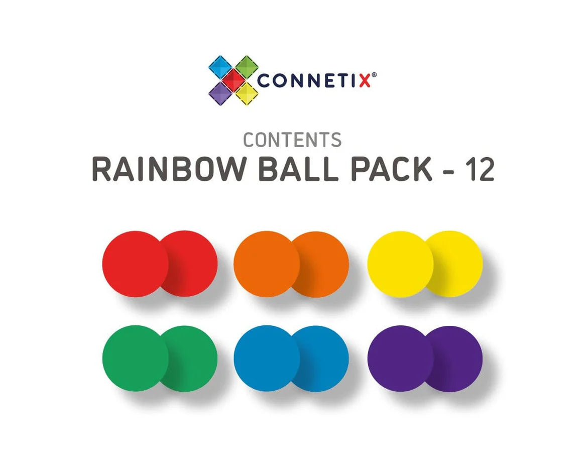 Connetix Tiles -12 Piece Rainbow Replacement Ball Pack