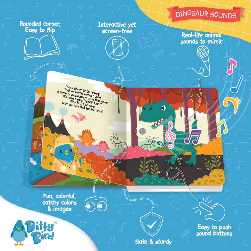 Ditty Bird Dinosaur Sounds USB-C Rechargeable Book