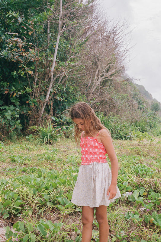 Illoura Shirred Crop Summer Floral Print