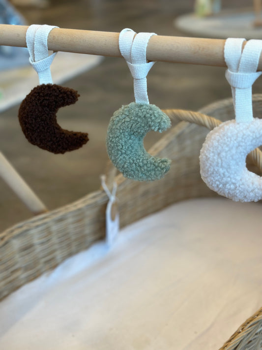 Boucle moon pacifier buddy/ Hanging toy