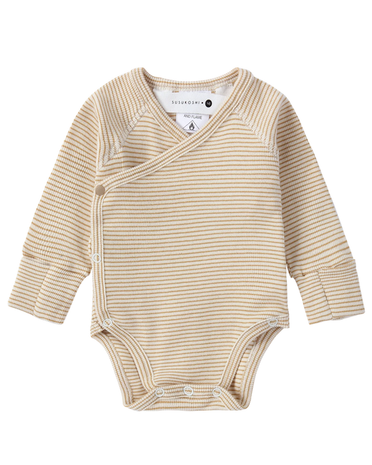 Kimono body suit L/S honey stripe