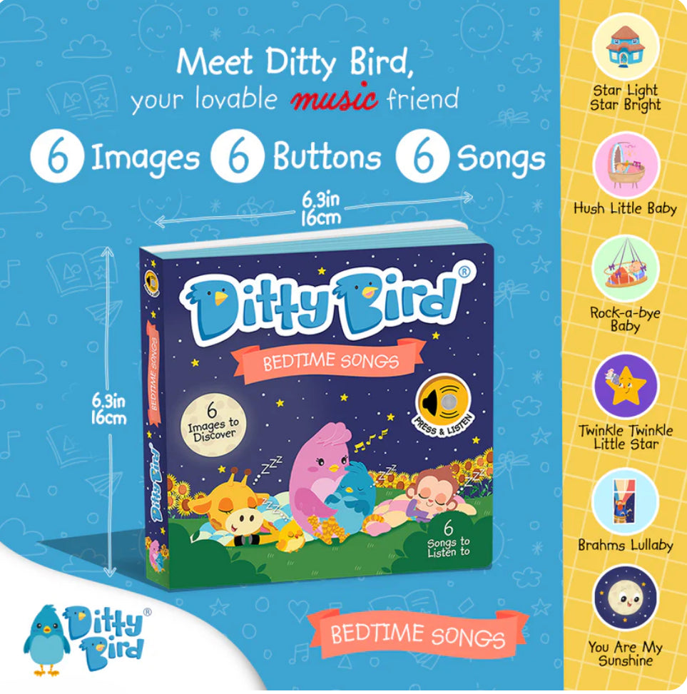 Ditty Bird Book - Bedtime Songs - USB-C Rechargeable