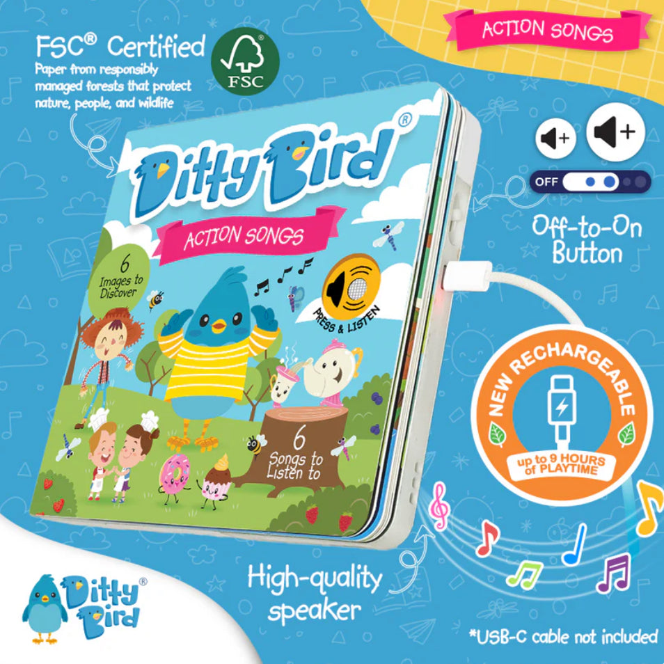 Ditty Bird Book - Action Songs - USB-C Rechargeable
