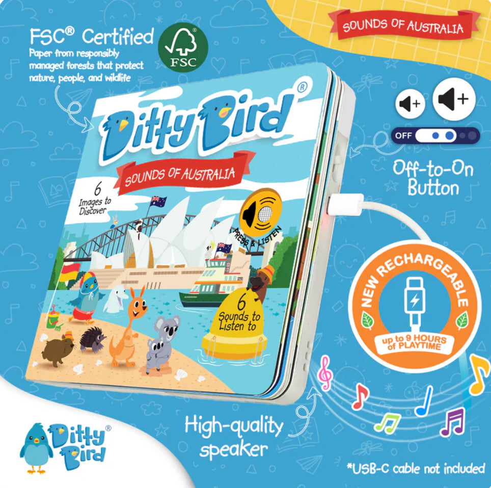 Ditty Bird Book - Sounds of Australia- USB-C Rechargeable
