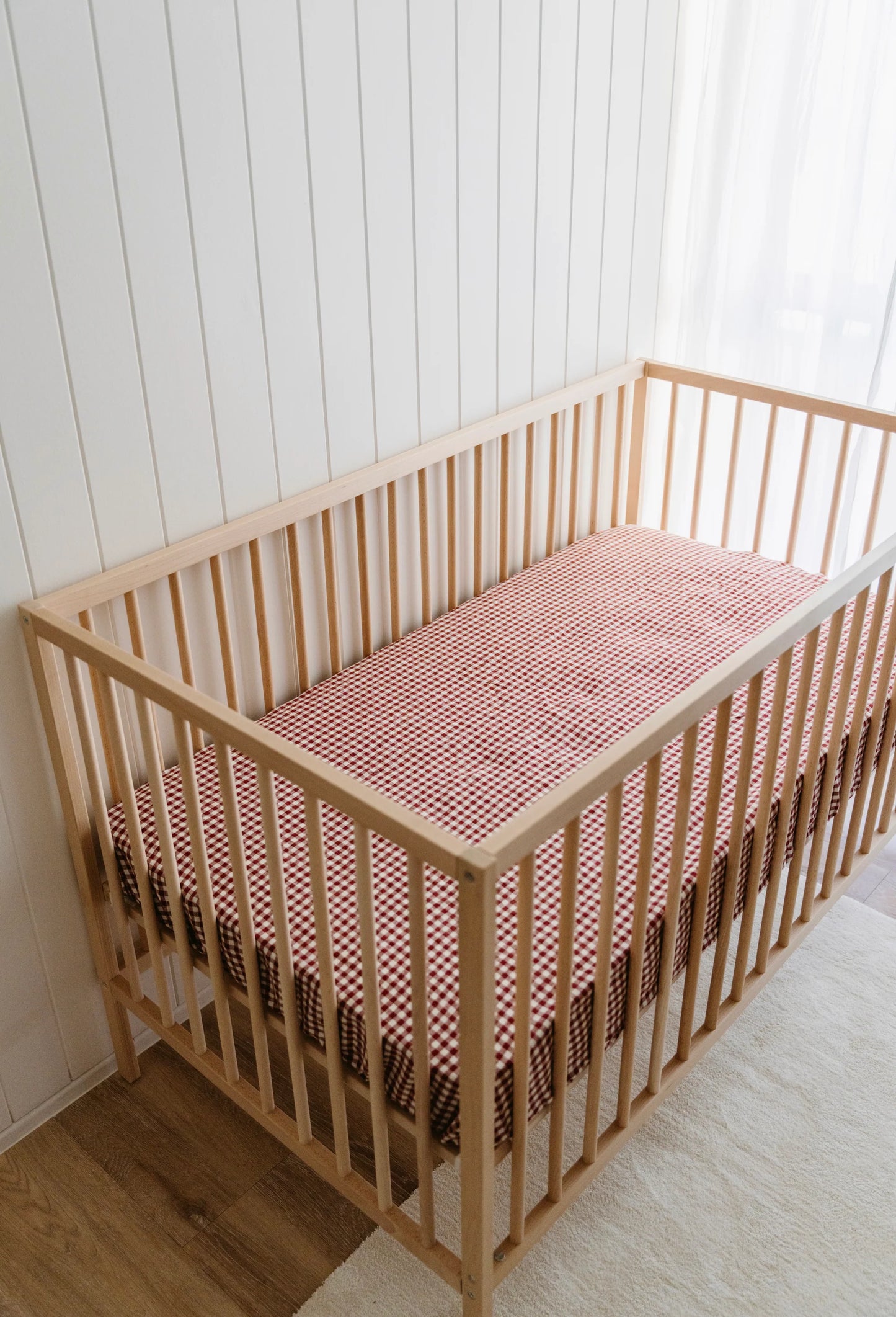 Loaila Mulberry Gingham Linen Cot Sheet