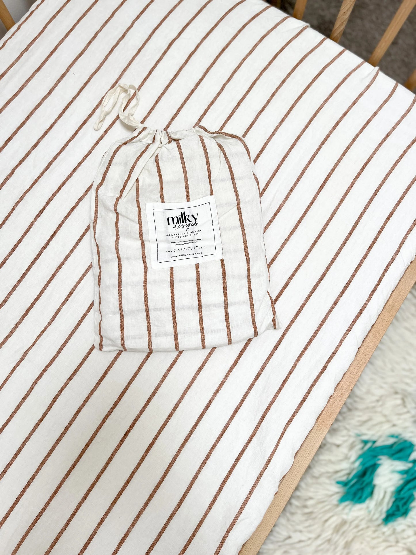 Loaila Ginger Stripe Cot Sheet