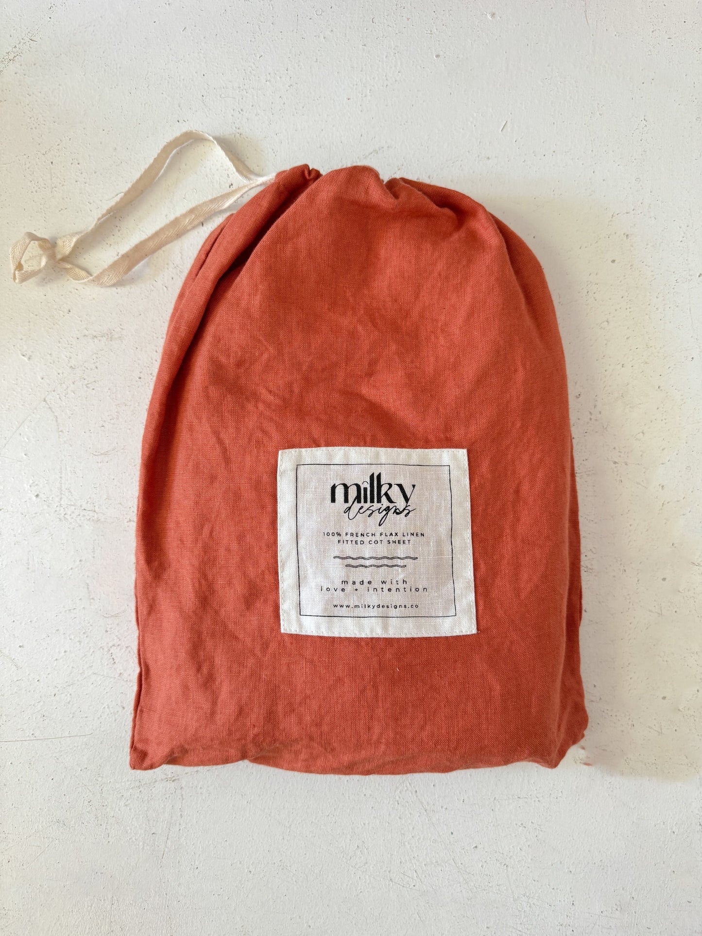 Loaila Burnt Ochre Linen Cot Sheet