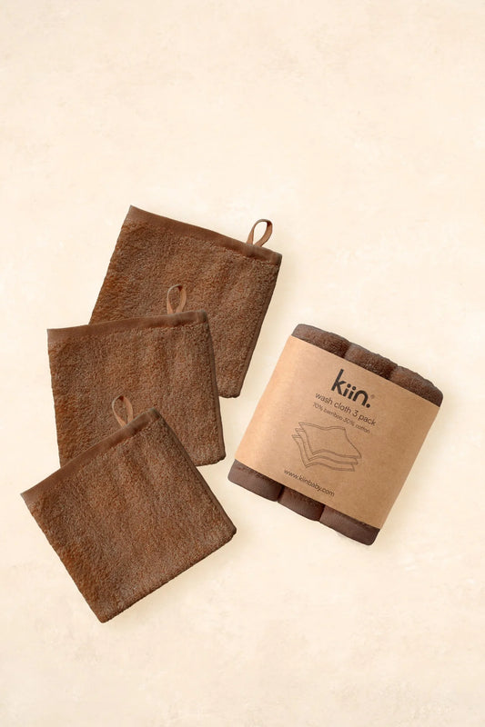 Kiin Wash Cloths 3 Pack Chocolate