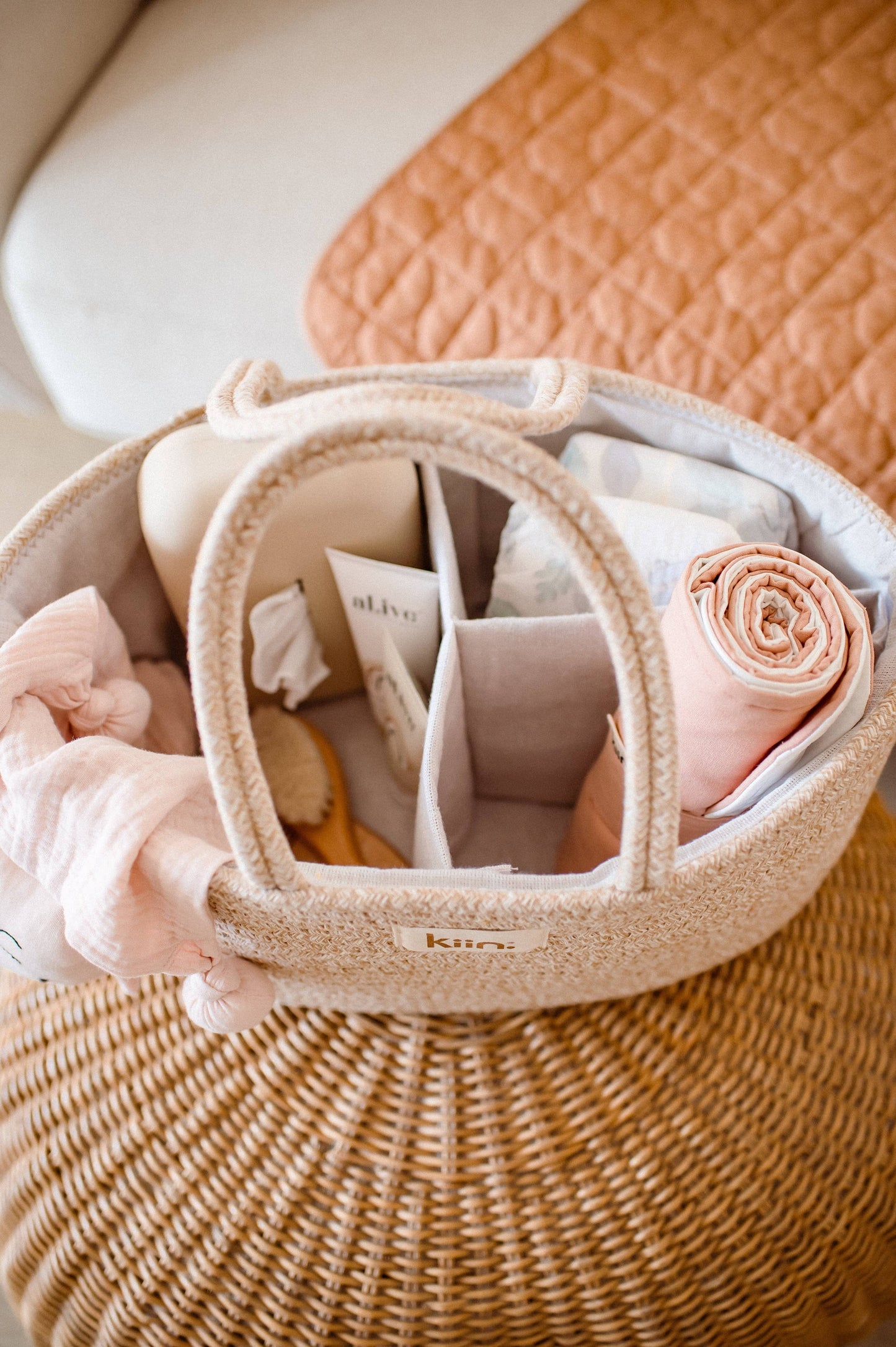Cotton Rope Nappy Caddy Organiser