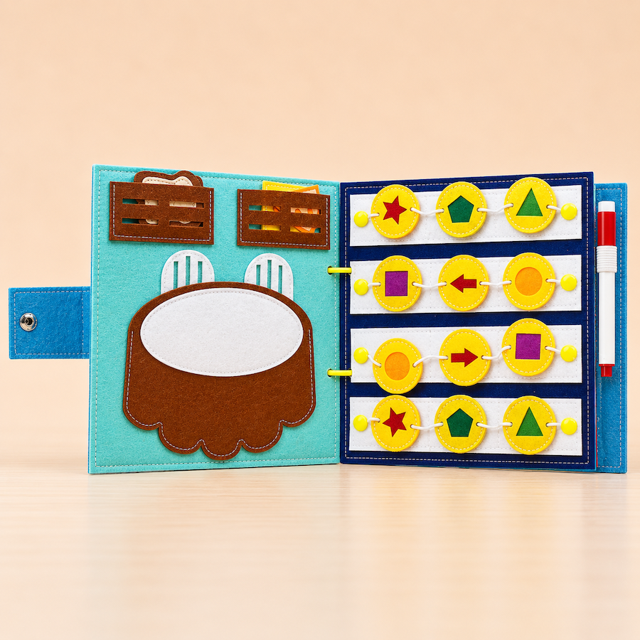 School Time Felt Busy Book | Screen-Free Educational Activity Book for Kids