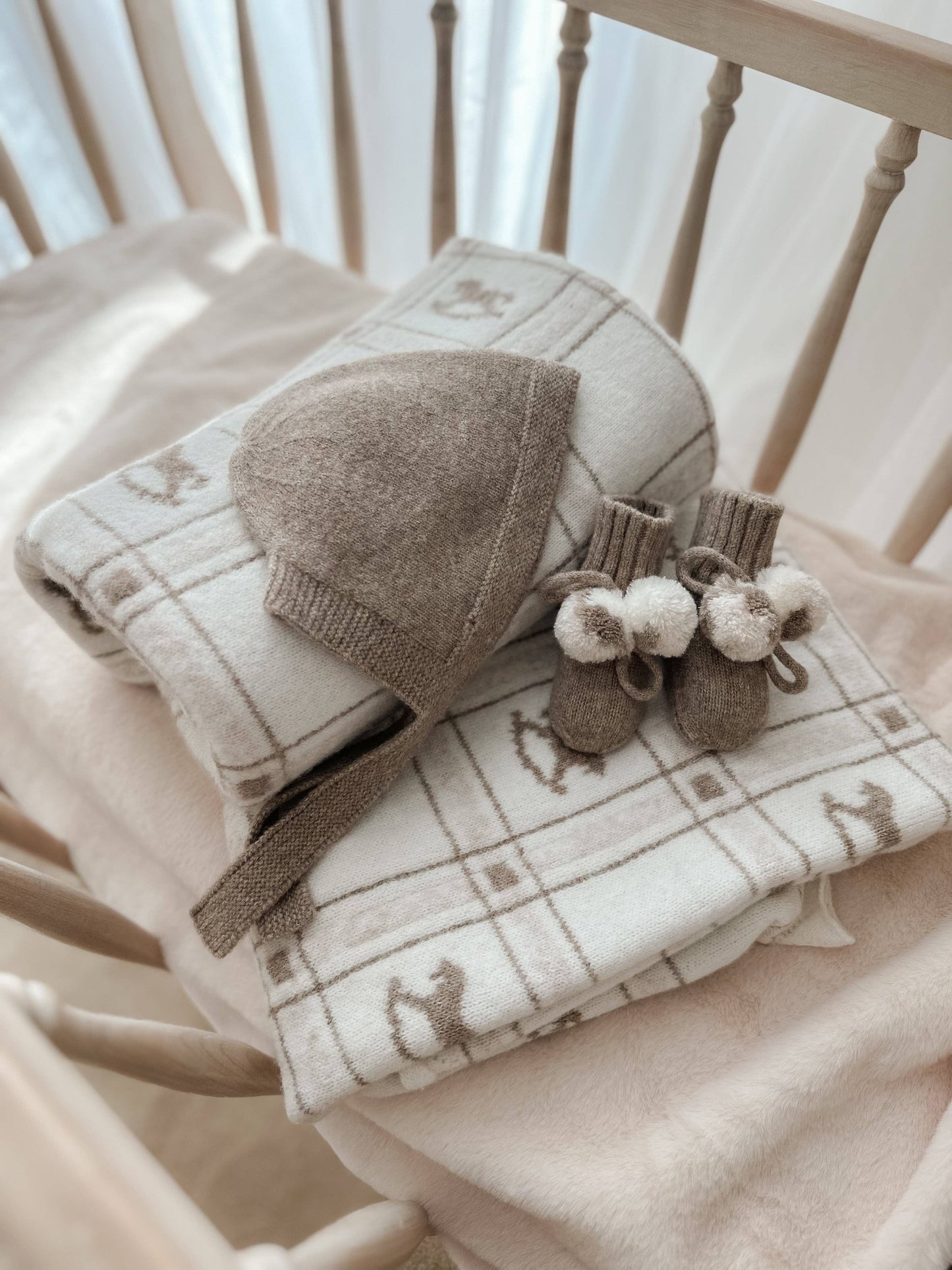 Pom Pom Booties - Latte