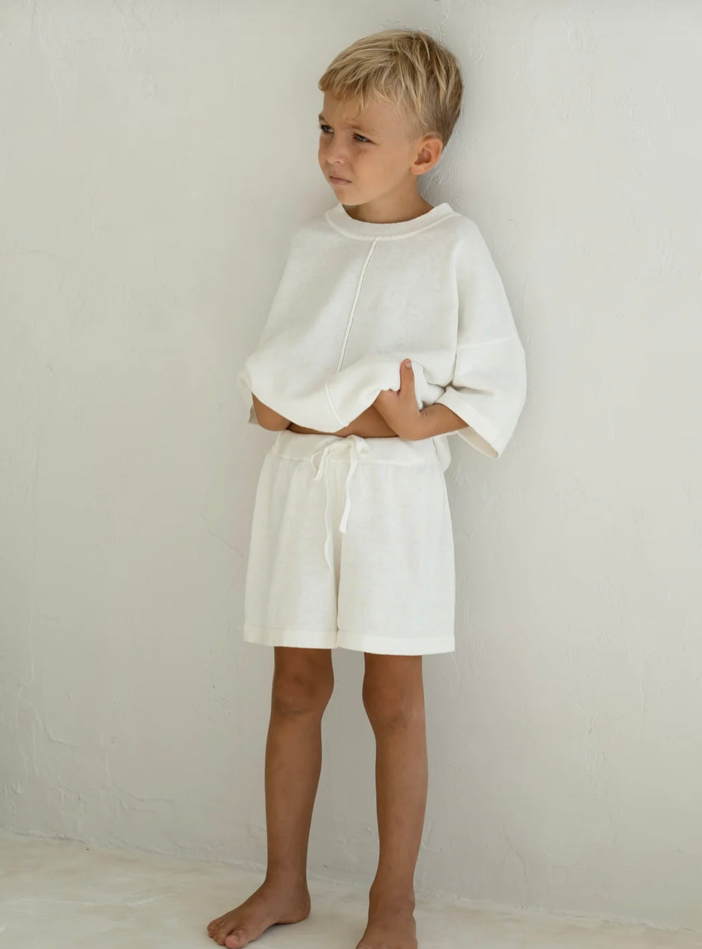 Thin knit shorts - off white