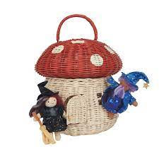 Olliella Rattan Mushroom Basket Red