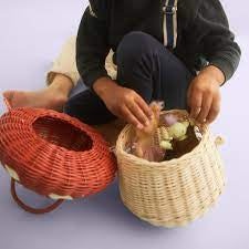 Olliella Rattan Mushroom Basket Red