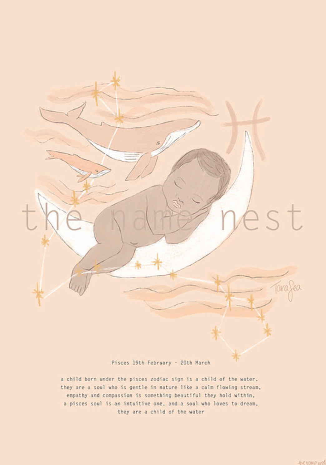 Zodiac baby art print - Pisces