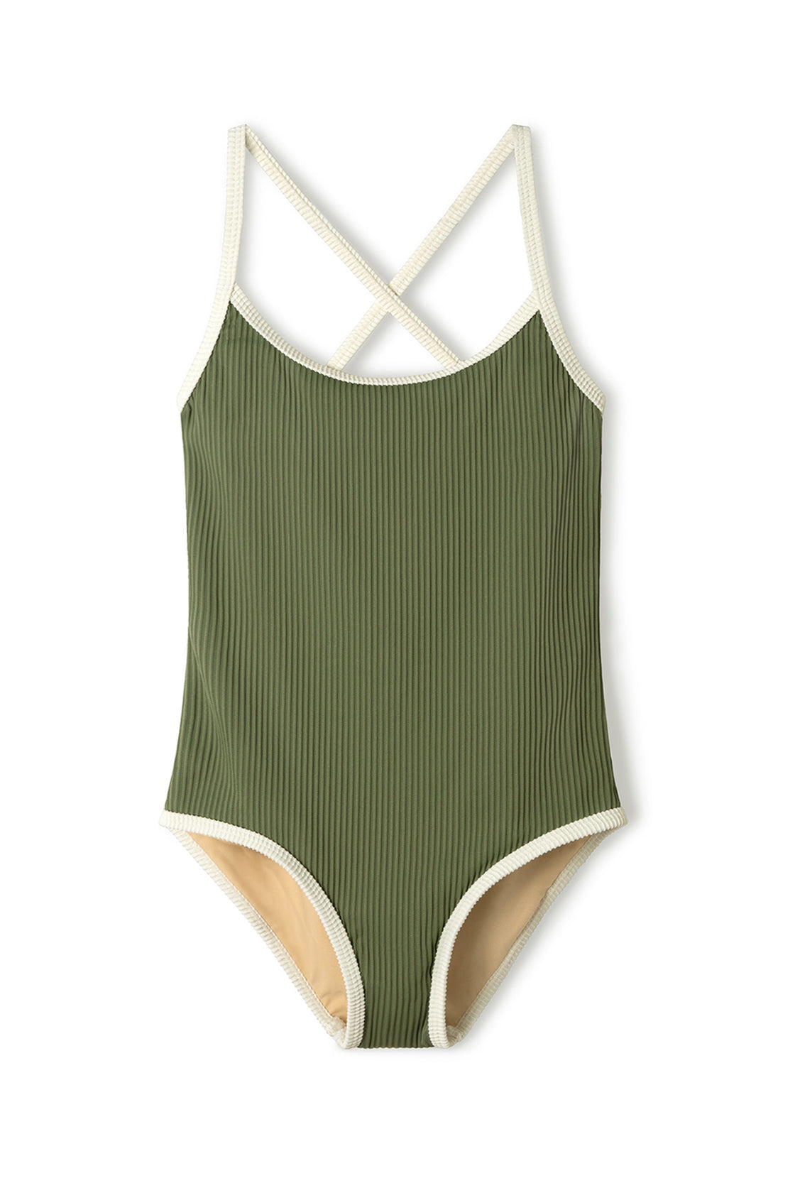 Mini Rib Cross Over One Piece - Khaki