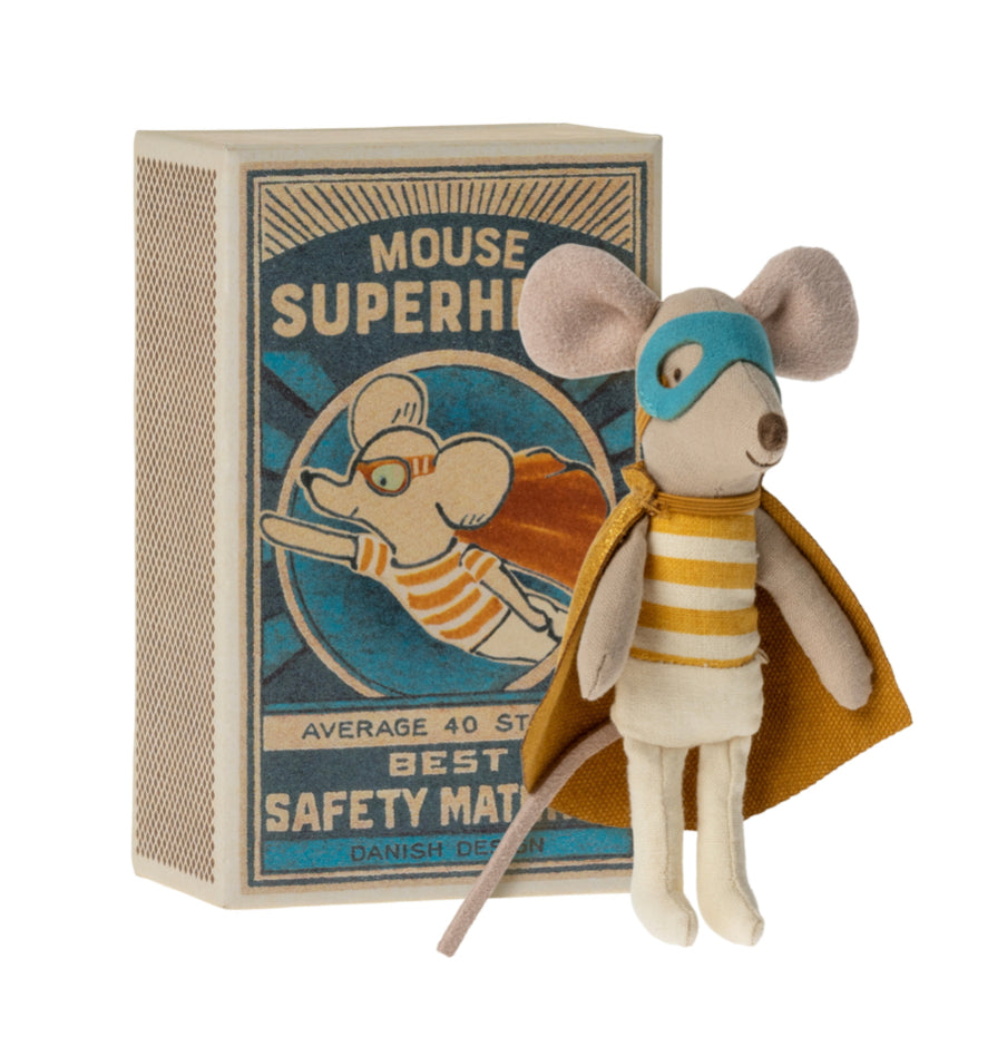 Superhero mouse in matchbox