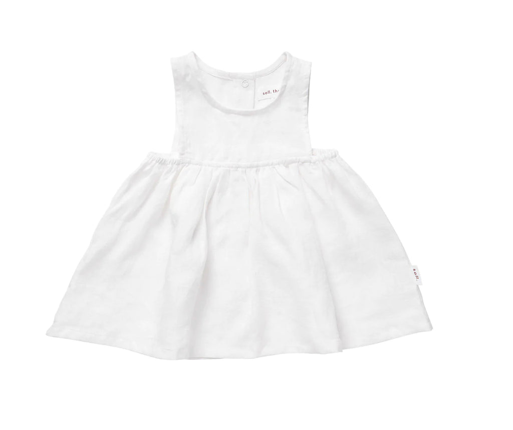 Linen singlet dress- White