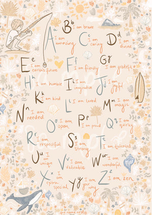 By the sea - alphabet affirmation chart