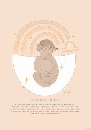 Zodiac baby art print - Libra